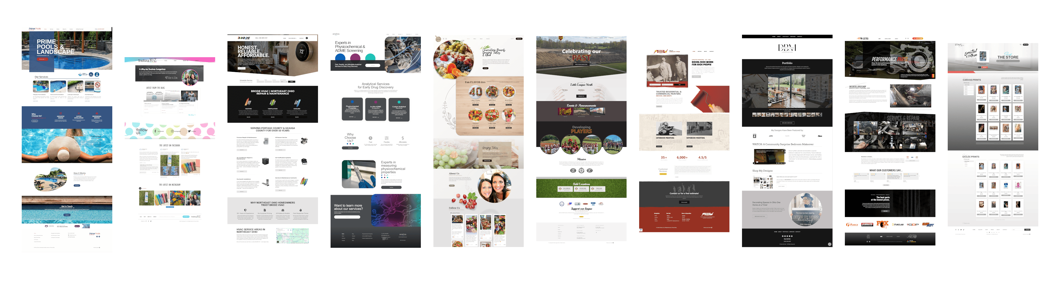 full-page screenshots of websites designed by CKreative Digital